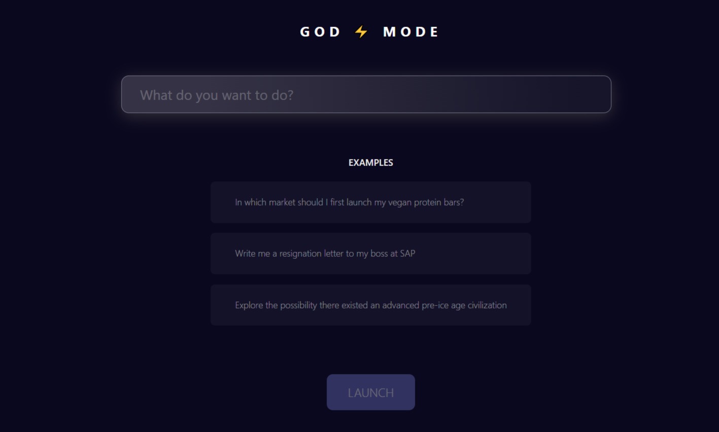 Godmode User Interface